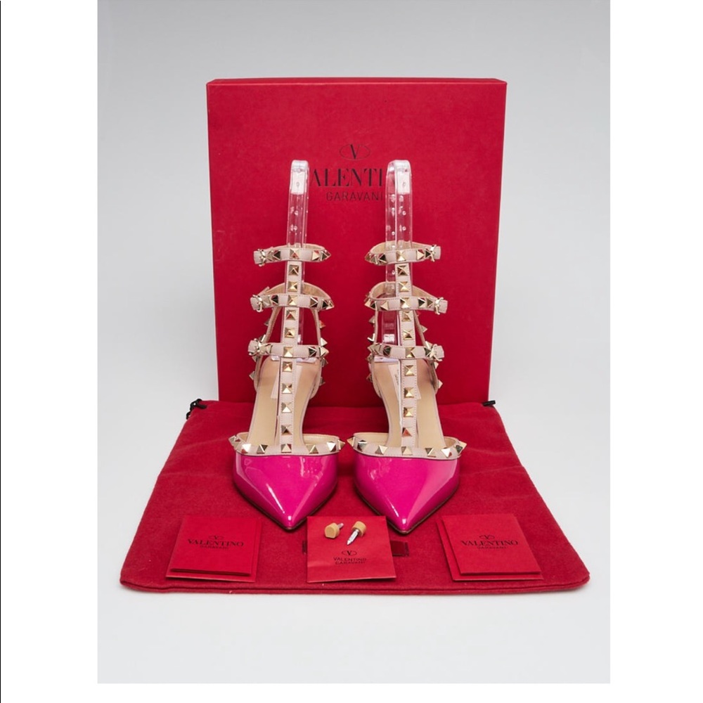 Valentino Patent Pink Cage Rockstud